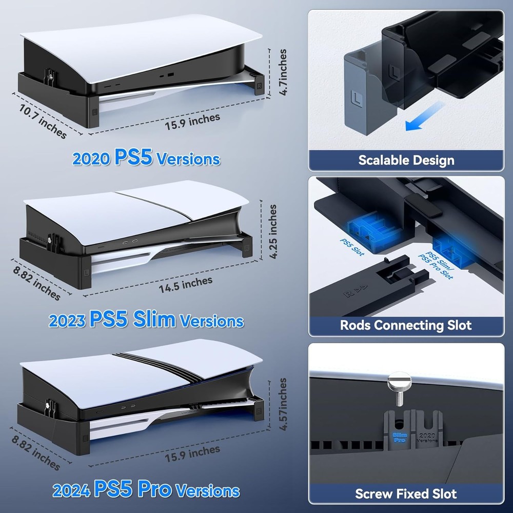 PS5/ Slim/Pro Horizontal Stand for Disc & Digital Console, Stable PS5 Accessorie