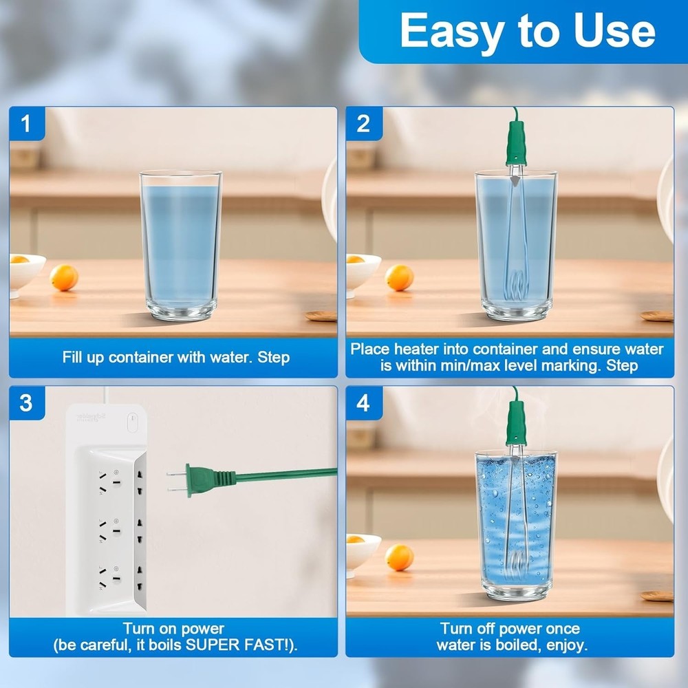 Calentador De Agua De Inmersion Portatil 1500W 110V Calentador De Agua Portatil