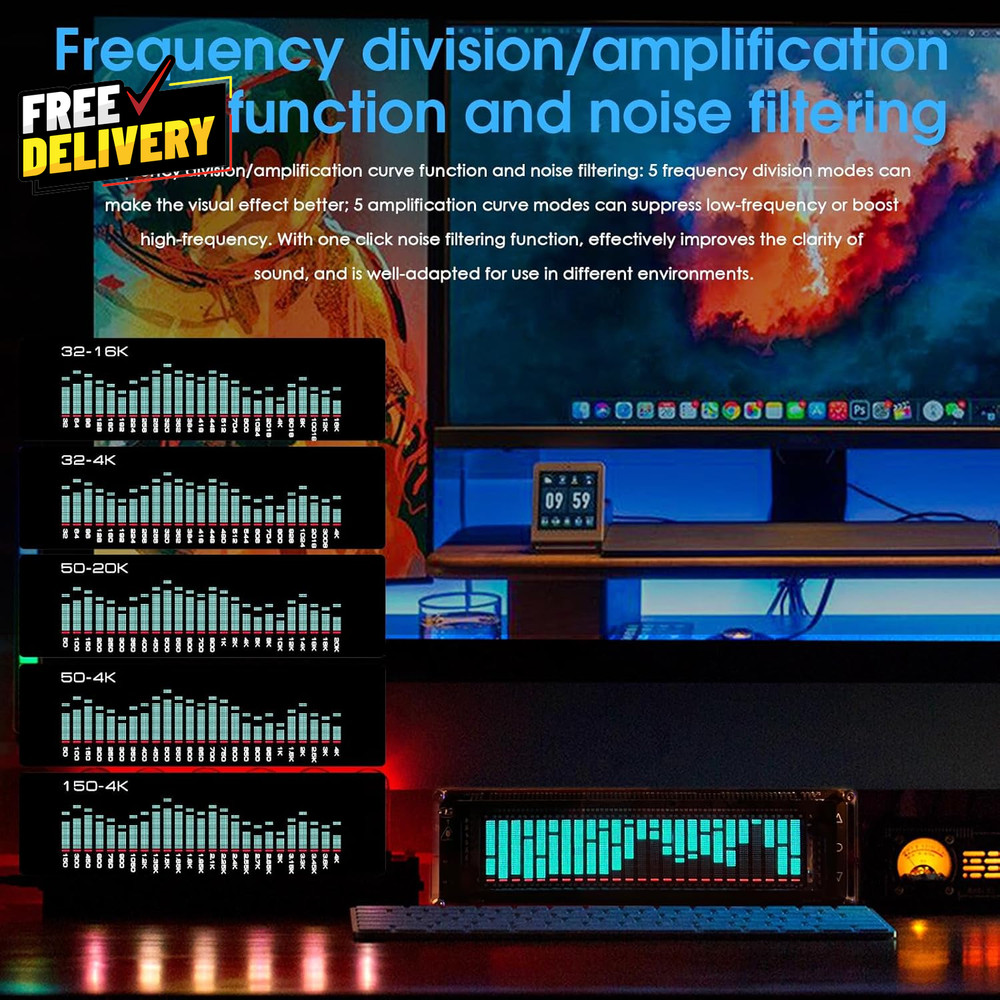 AK2515 Pro Audio Spectrum Analyzer with VFD Display MIC Input & Advanced AGC....