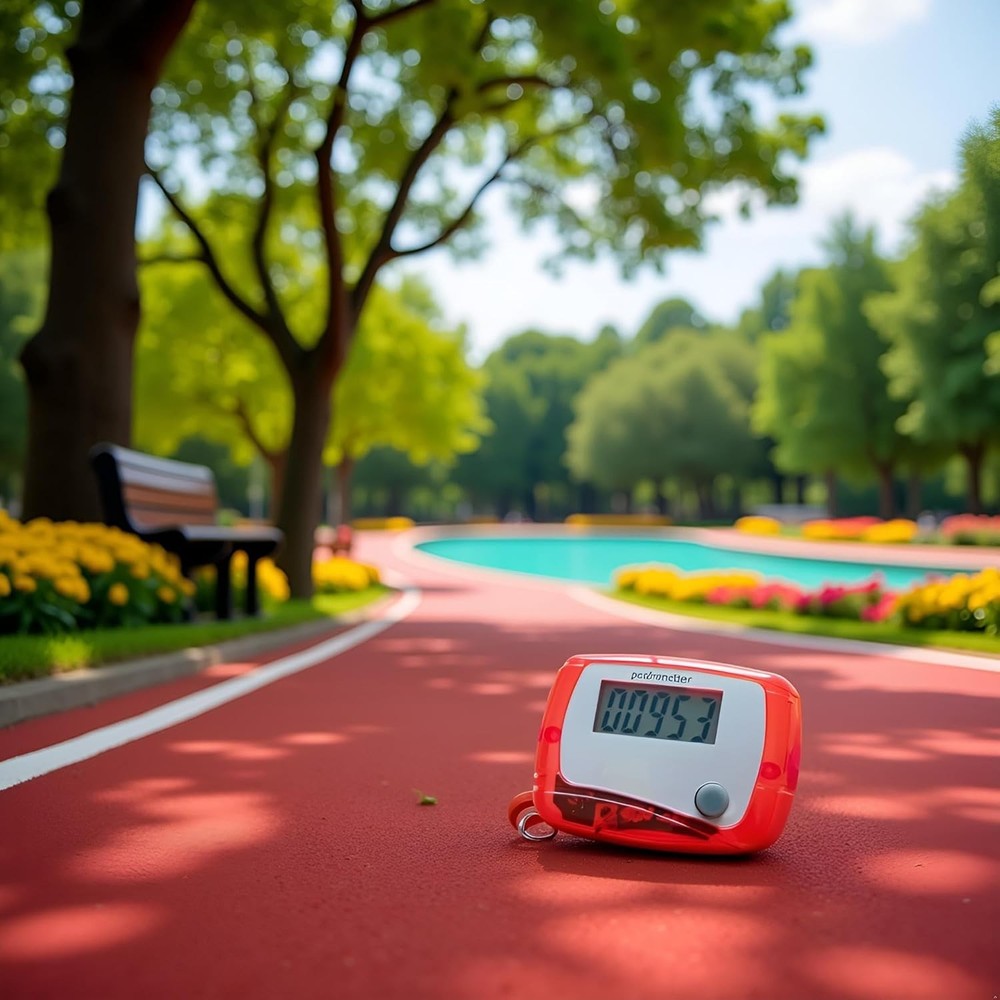 Lightweight Red Pedometer: Track Steps, Calories, and Exercise Time Effortlessly