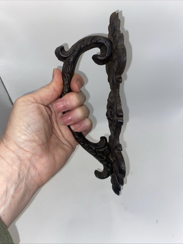 LARGE HANDLE RUSTIC CAST IRON BARN DOOR HANDLES SHED GATE PULL FANCY 9”