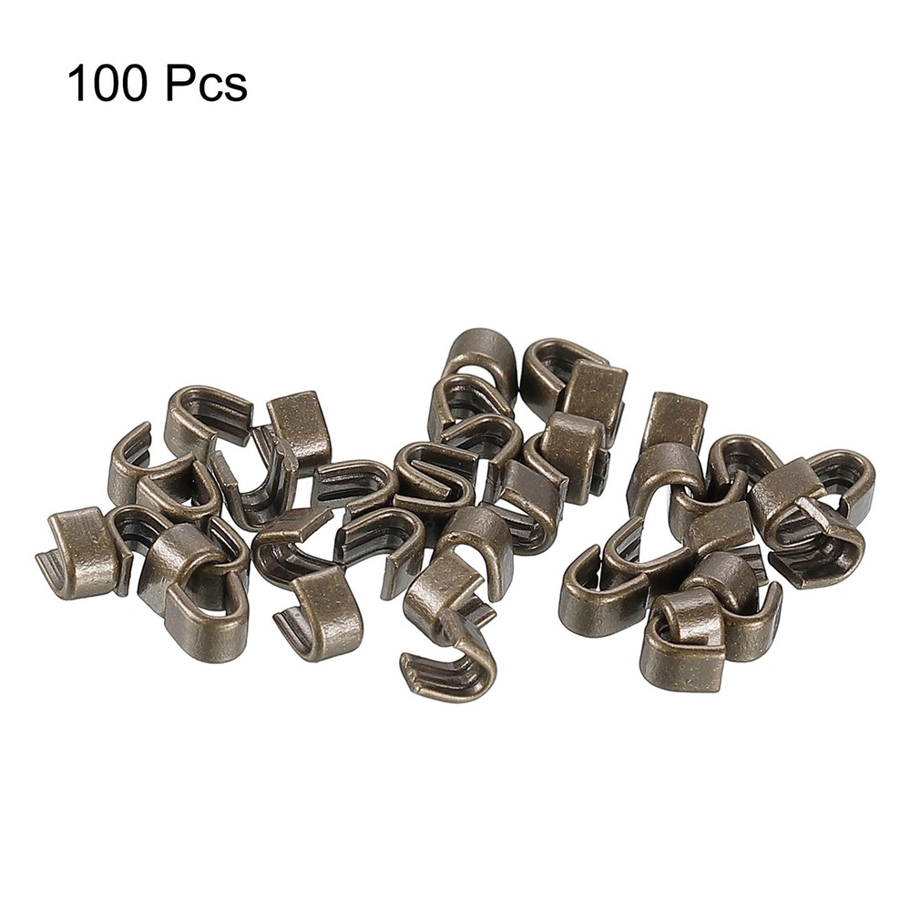 100Pcs #3 U Shape Top Stoppers for Zippers Replacing, Bronze Tone