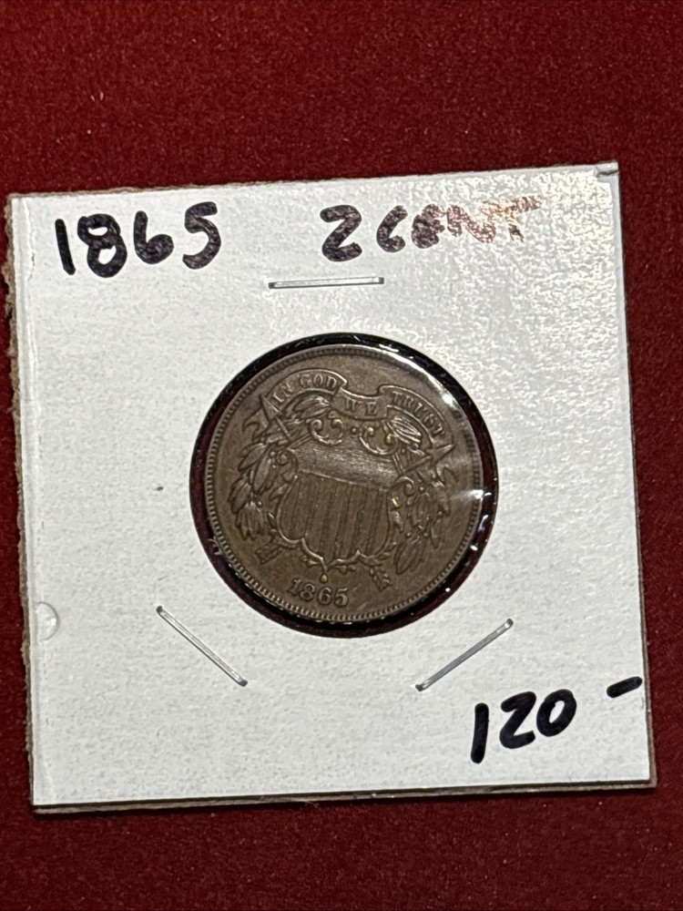 1865 Two Cent Piece Nice No Problem Copper Free Ship