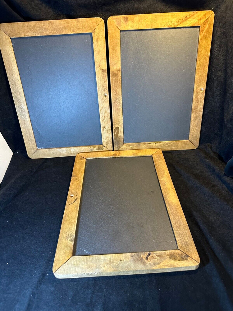 Rustic Wood Frame Natural Stone Slate 2 Sided Chalk Board 11x8