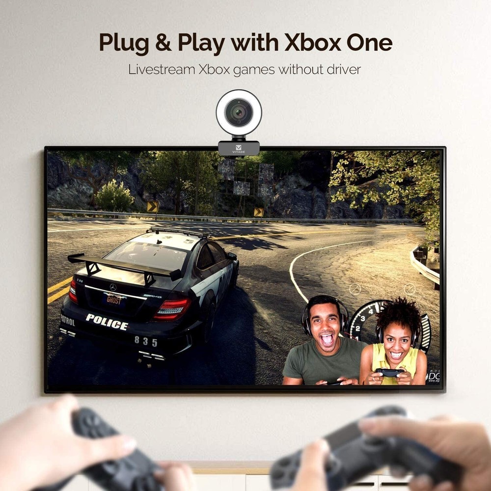 PC Webcam for Streaming HD 1080P with Ring Light & Microphone