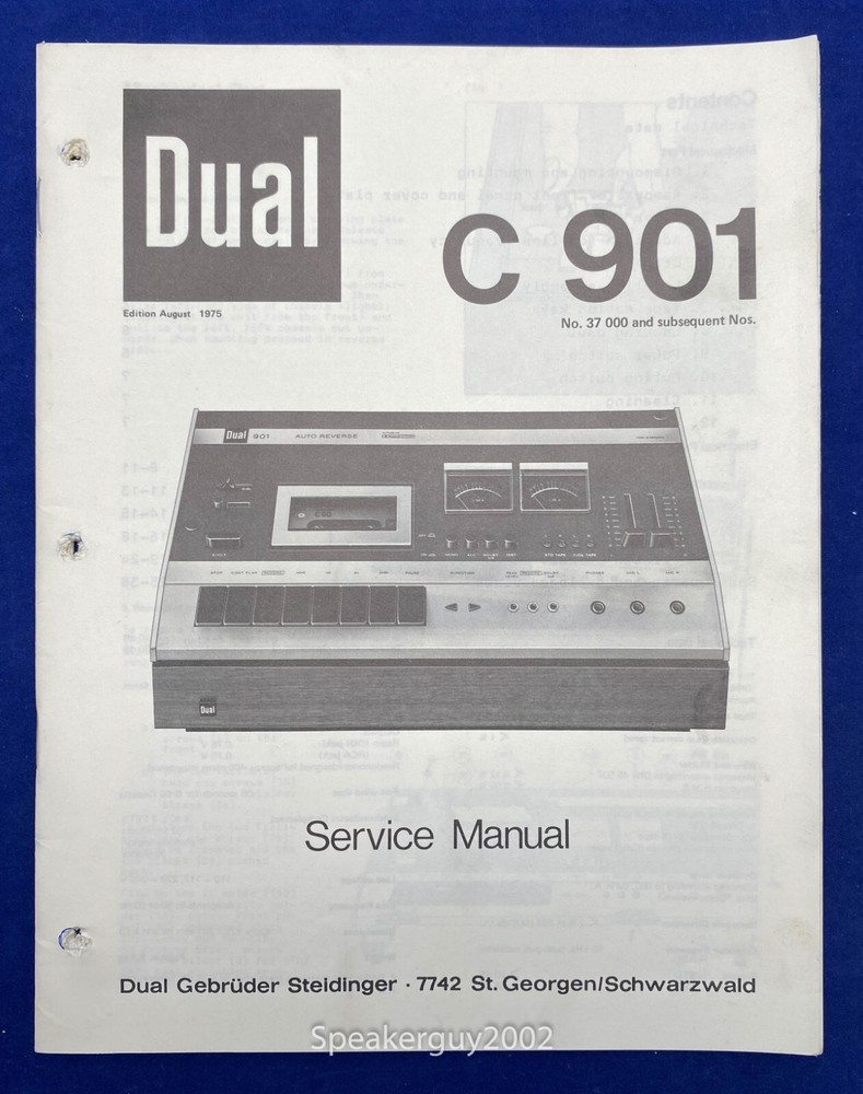 Original Dual C901 - Cassette Deck Service Manual -- #2