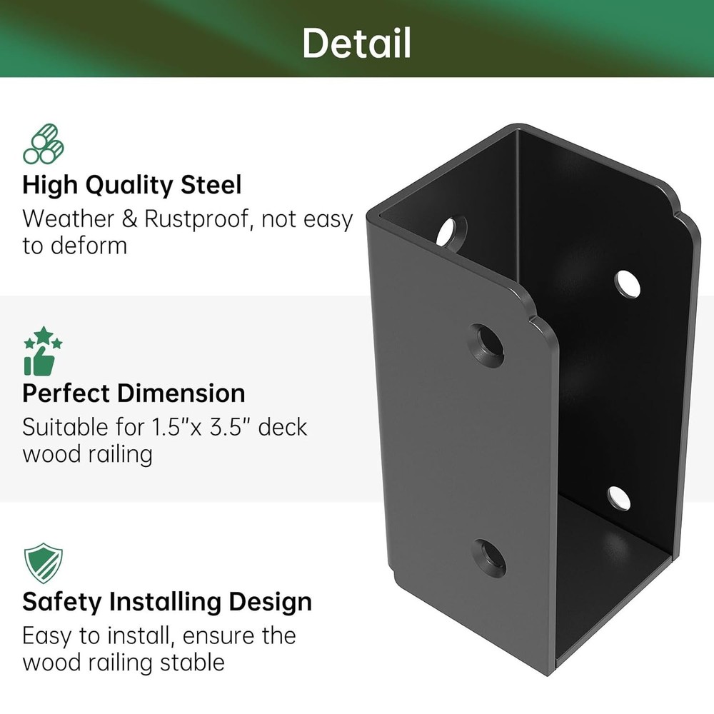 24PCS 2”x 4” Stainless Steel Deck Railing Brackets Connectors, 2x4 Brackets ...