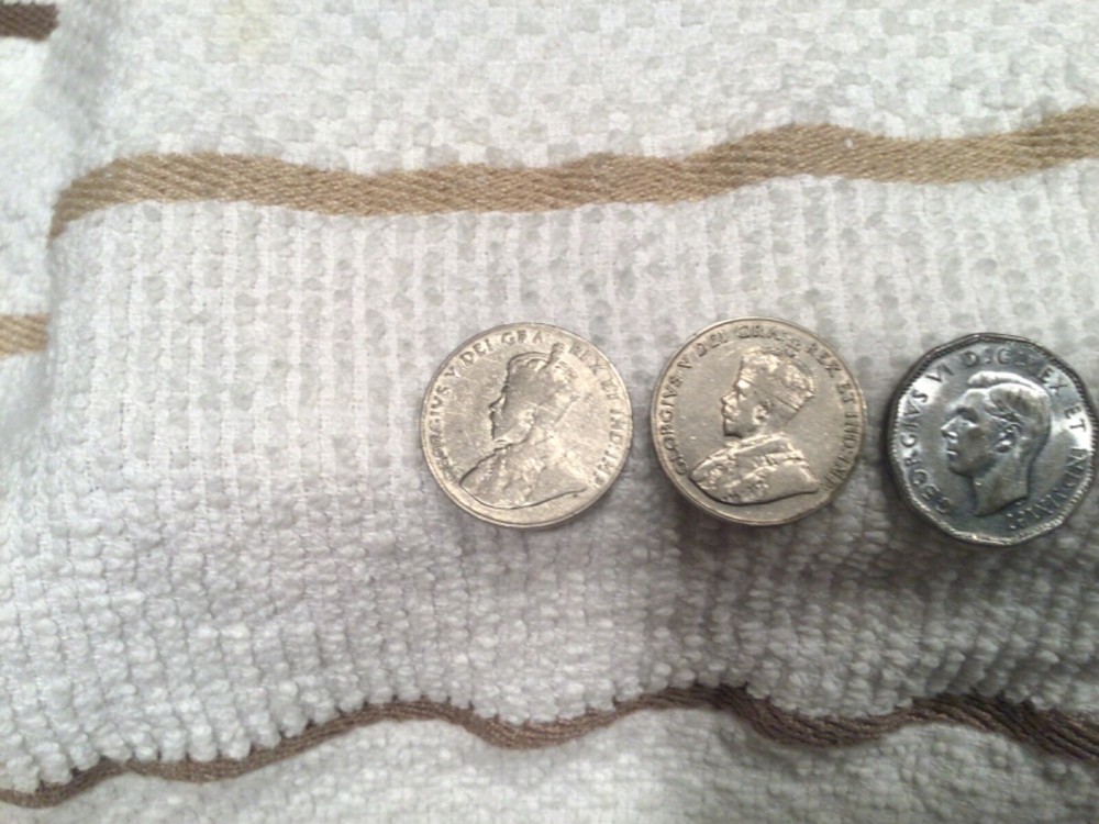 1923 1929 1945 Canada King George V Five Cent Coins