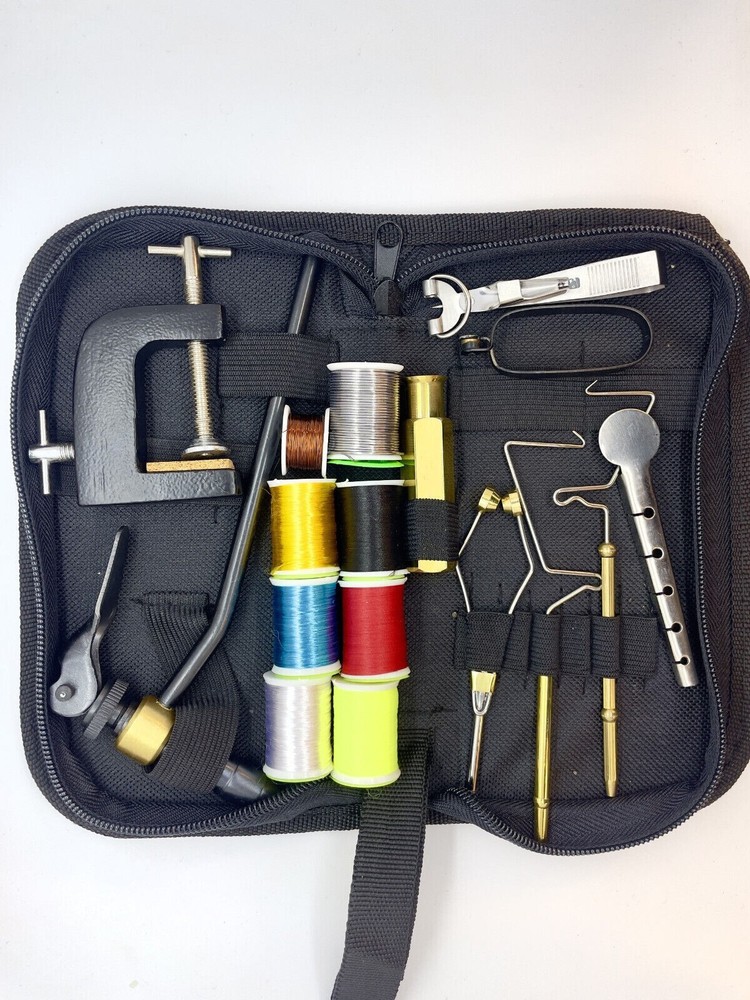 Olax Fly Tying Tool & Material Kit, Floss, Tinsel, Thread, in a carry case