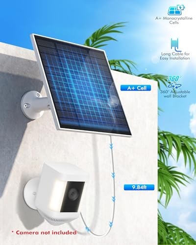 Solar Panel for Ring Camera Outdoor, Small Solar Panel Charger with USB White