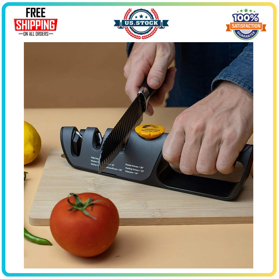 RazorSharp Knife Sharpener with Adjustable Angle, Diamond Ceramic Stones