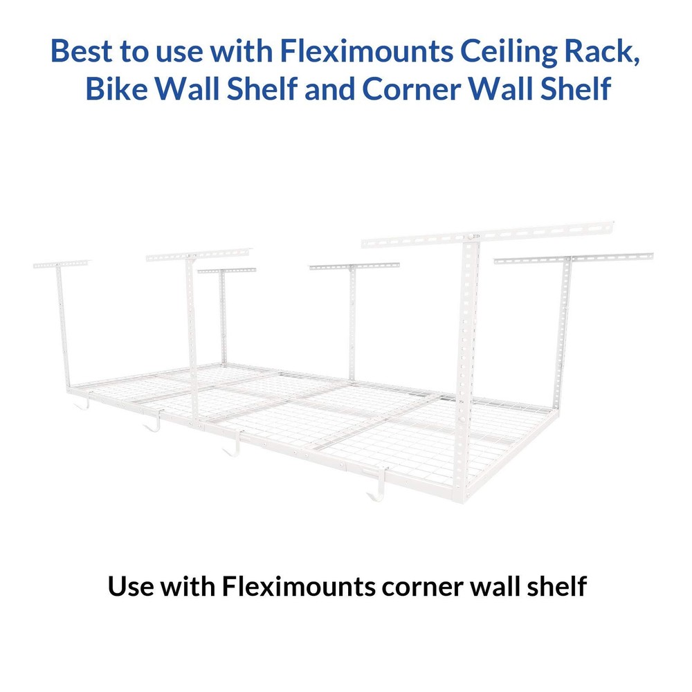 FLEXIMOUNTS 4 Pack Add On Storage Rail Hook Accessory for Ceiling Rack and Wa...