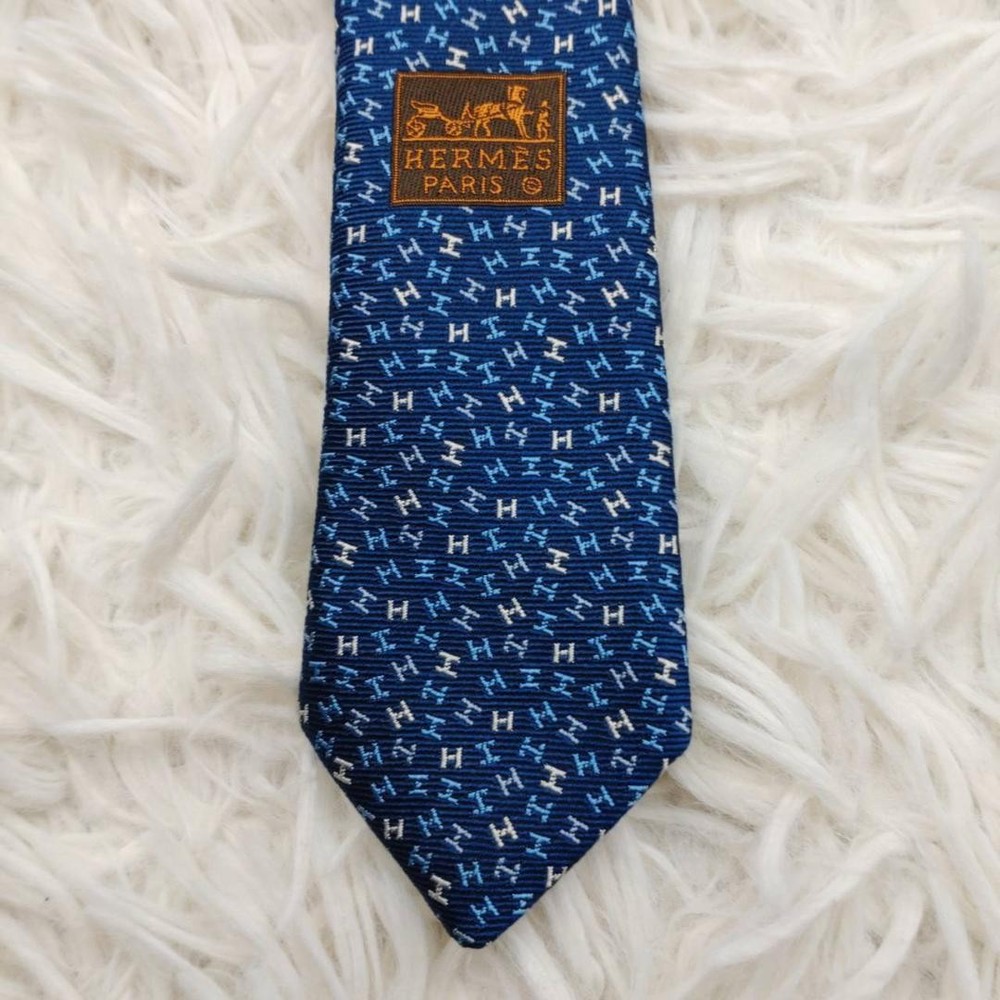 Hermes Silk Tie All Over Navy