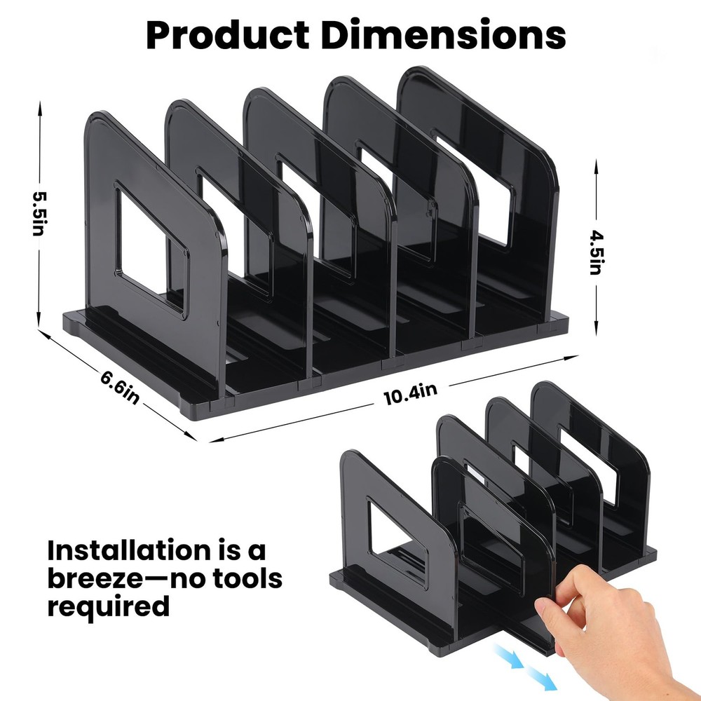 File Organizer, Acrylic Folder Organizer File Sorter, Plastic Vertical Divide...