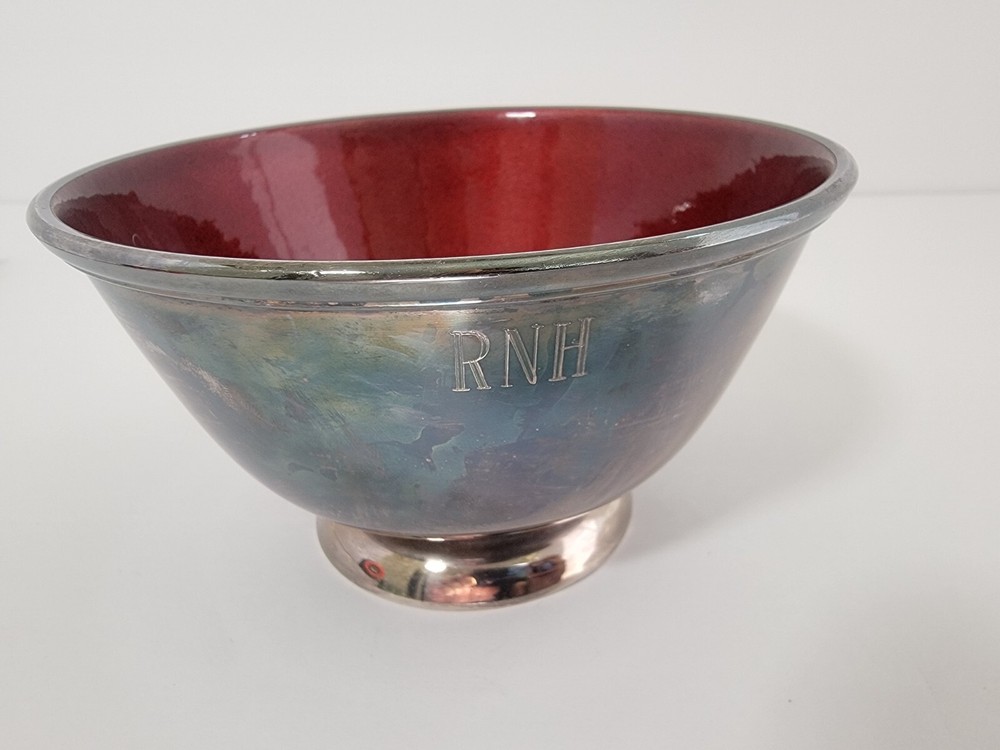 Vintage Towle Silver Bowl with Red Interior