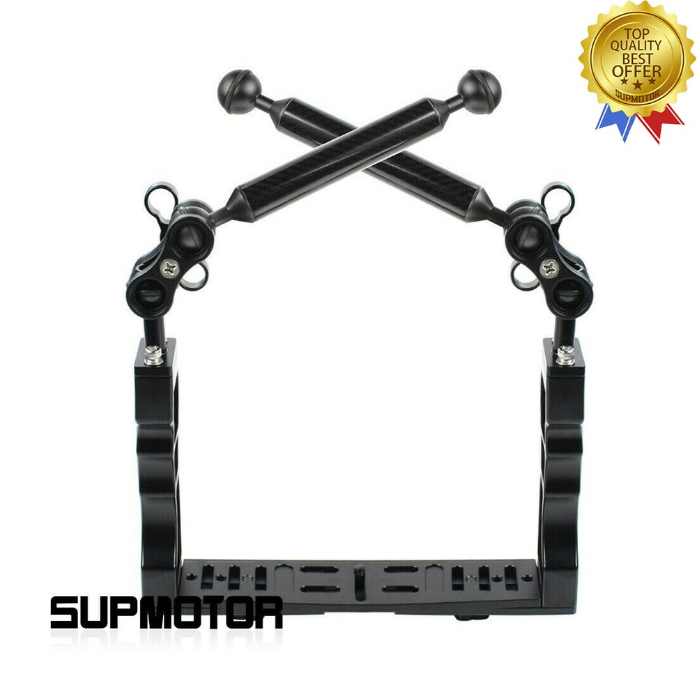 Dual Handle Handheld Stabilizer w/ Dual Ball Clamp Floating Arm Camera Housings