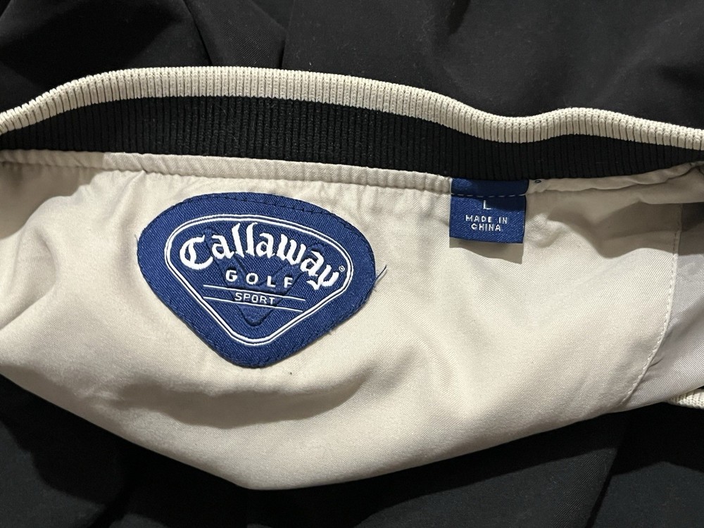 Callaway Golf Sport Fluor Black Beige V-Neck Windbreaker Pullover Jacket L
