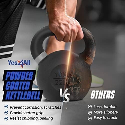 Cast Iron Kettlebell Set - Powder Coated for Full Body Strength Training