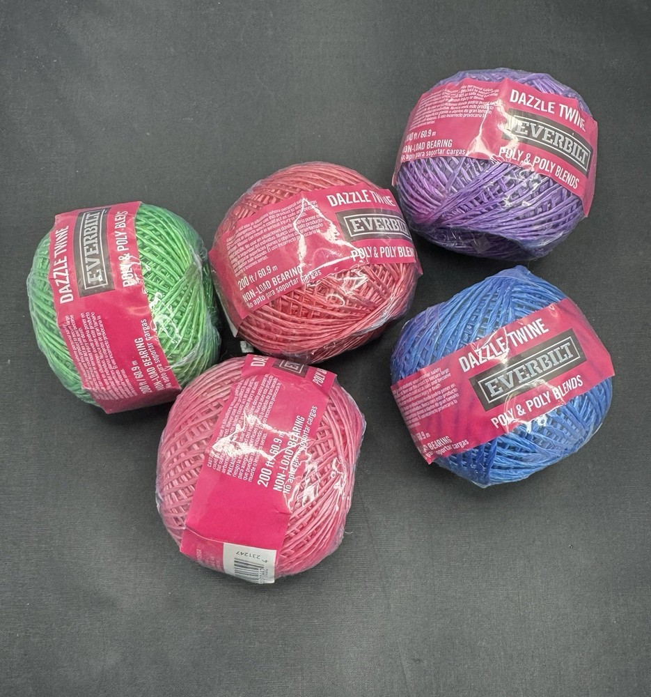 200 FT Metallic 🔴🟢🔵🟣🩷Poly DAZZLE TWINE String Twist Everbilt 5 Pack