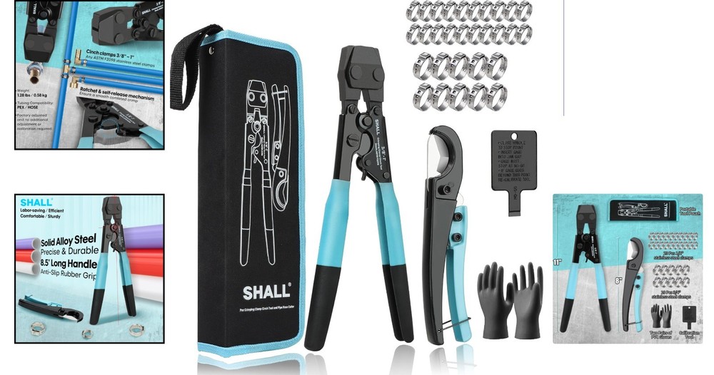 Professional Garde Pex Crimping Tool Kit with Clamp Organizer & Calibration Tool