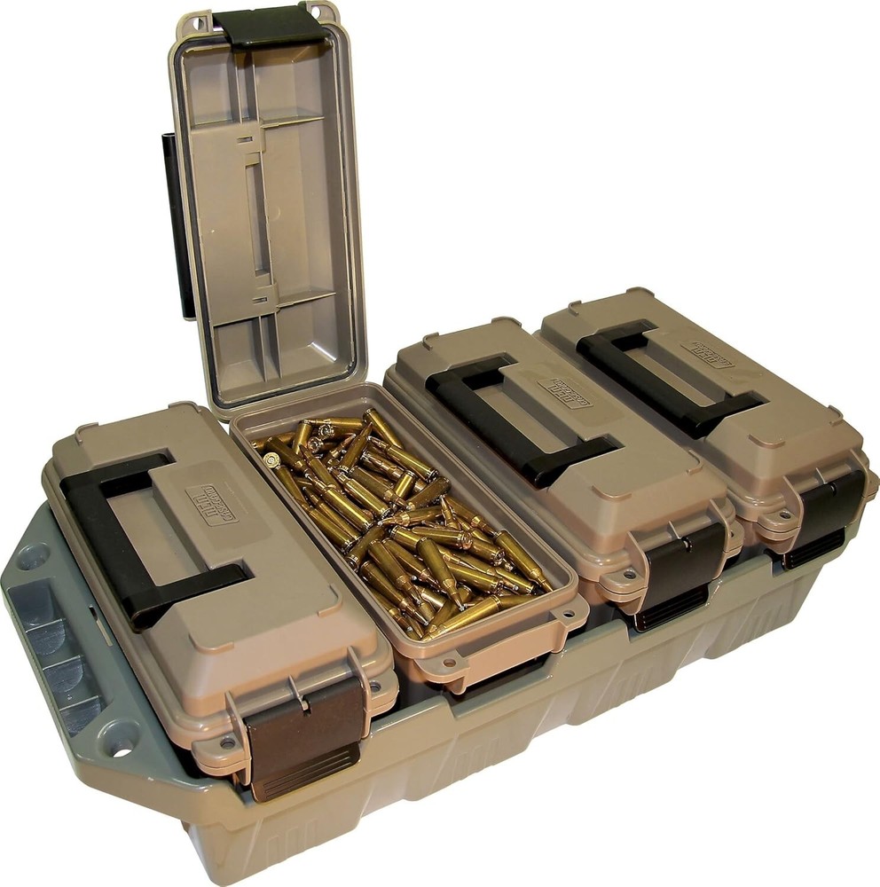 AMMO CRATE 4-Can Utility Box Stackable All-Caliber Case Bulk Ammunition Storage