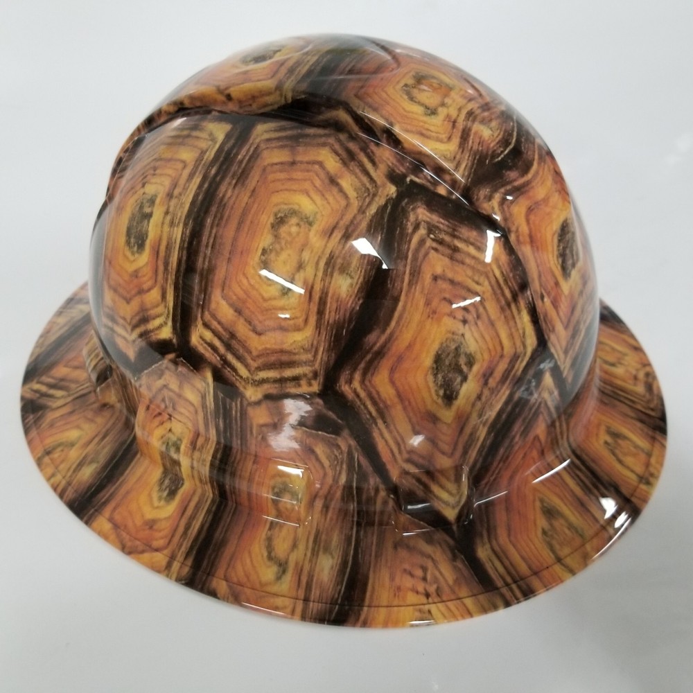 full brim hard hat custom hydro dipped IN SHELL HEAD ,TURTLE 🐢 SHELL TORTOISE