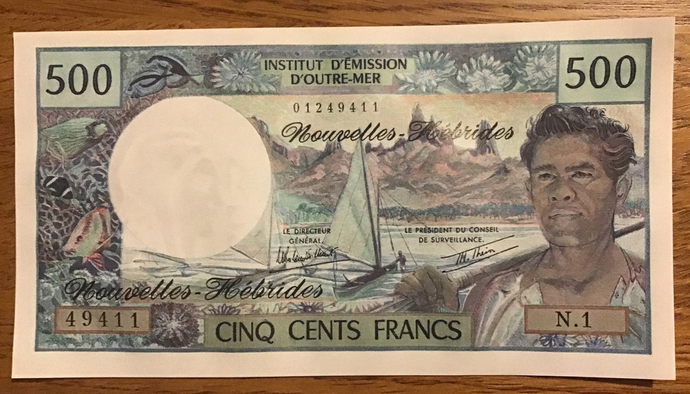 New Hebrides Banknote. 500 Francs. Dated 1979. p19c. Unc.