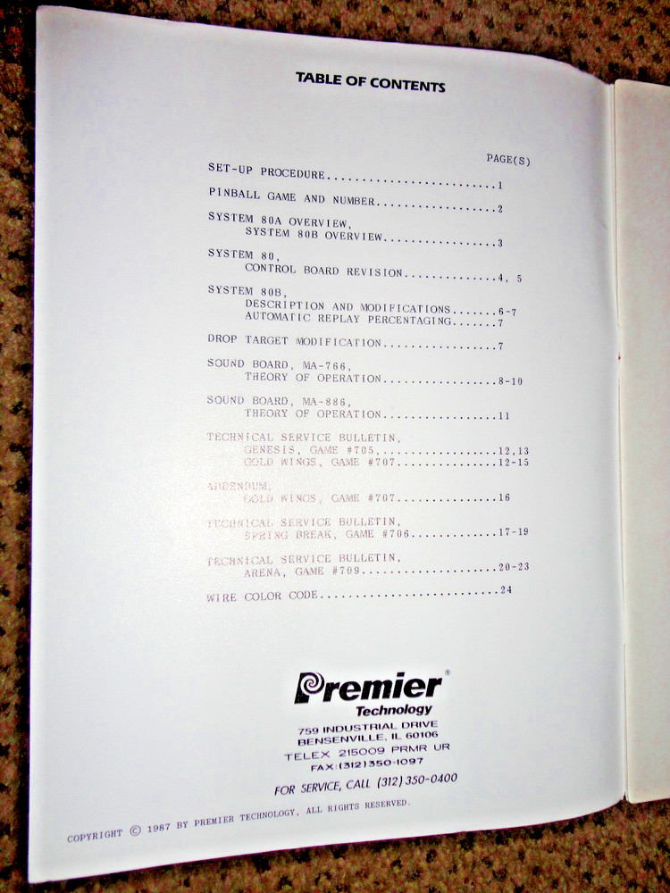 Gottlieb Premier Technical Update Manuals For System 80A & B and System 3 Games.