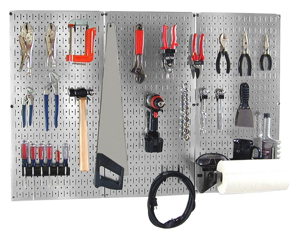 Wall Control 30BAS300GVB 4-Feet Metal Pegboard Basic Tool Organizer Kit with