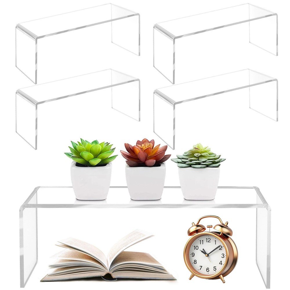 4 Pcs Large Clear Acrylic Risers, 13''x 4.5''x 6'' Thickened Rectangular Cupc...