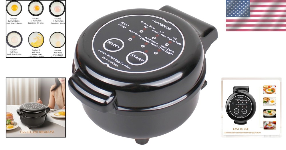Automatic Egg Maker for 6 - Sunny Side Up, Over Easy & More with Safety Features