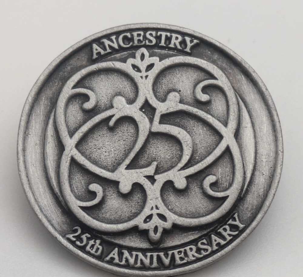 ANCESTRY 25th Anniversary Lapel Pin Solid Pewter