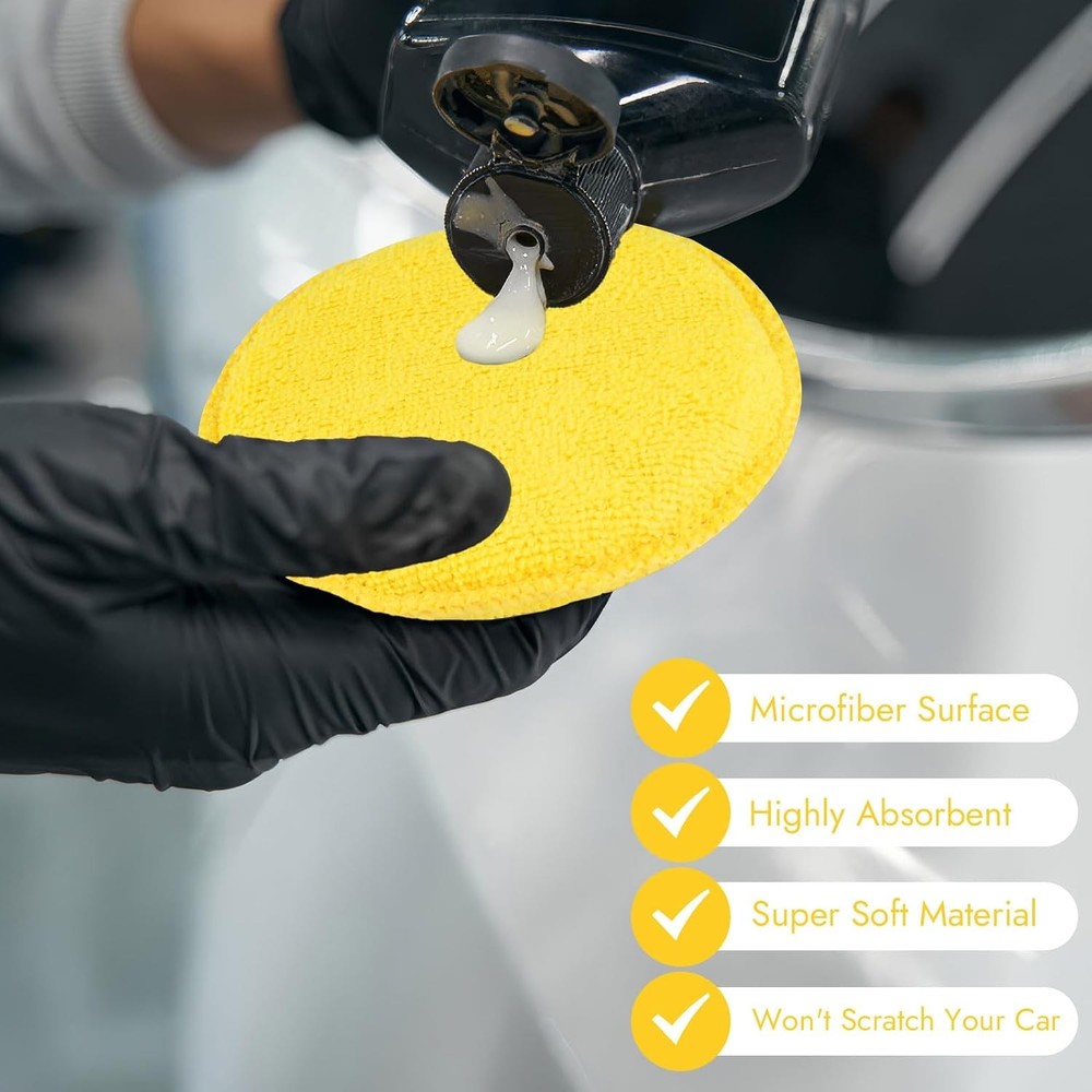 10 Pack Wax Applicator Pads, Microfiber Pad with Finger Yellow