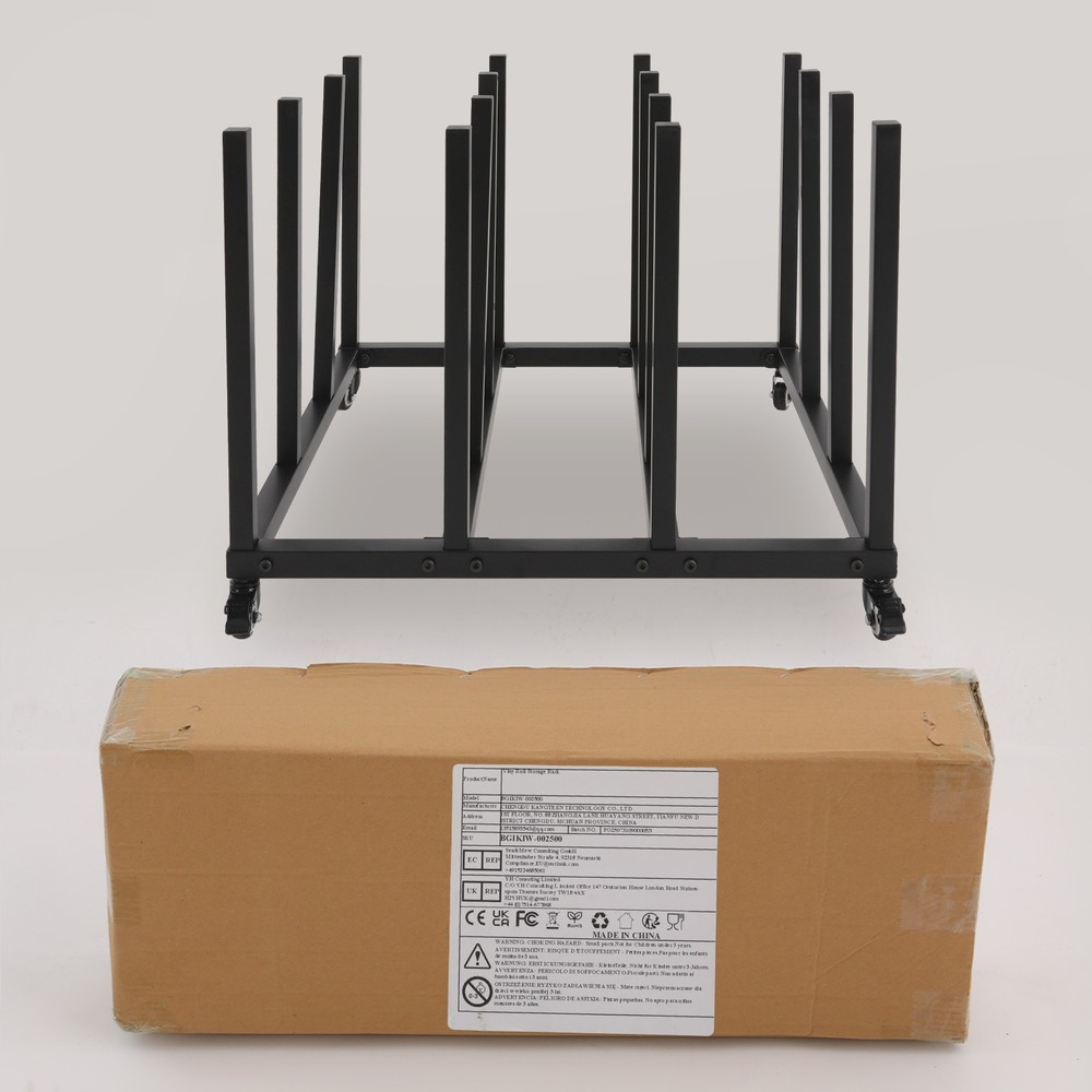 Mobile File Roll Organizer Blueprint Storage Stand 16 Rolls Capacity Rack Black