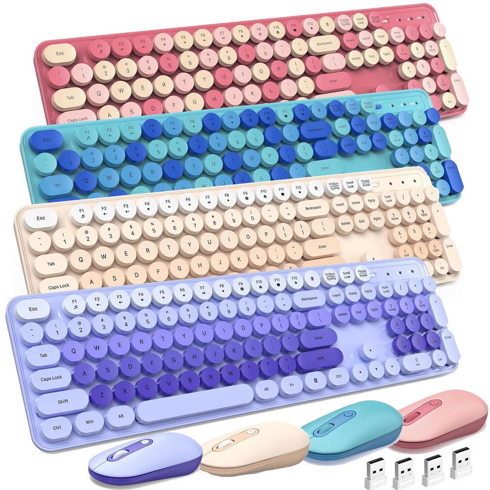 105 Key Wireless Keyboard Mouse Colorful Full Size For Computer Desktop Laptop