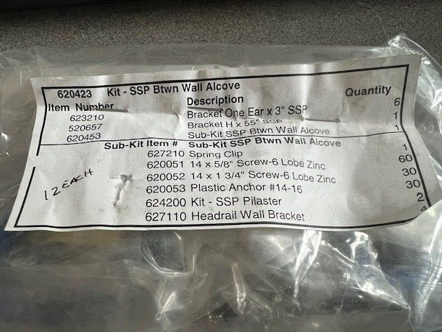 HADRIAN 1" ASSORTMENT BETWEEN WALL ALCOVE SUB KIT 620453