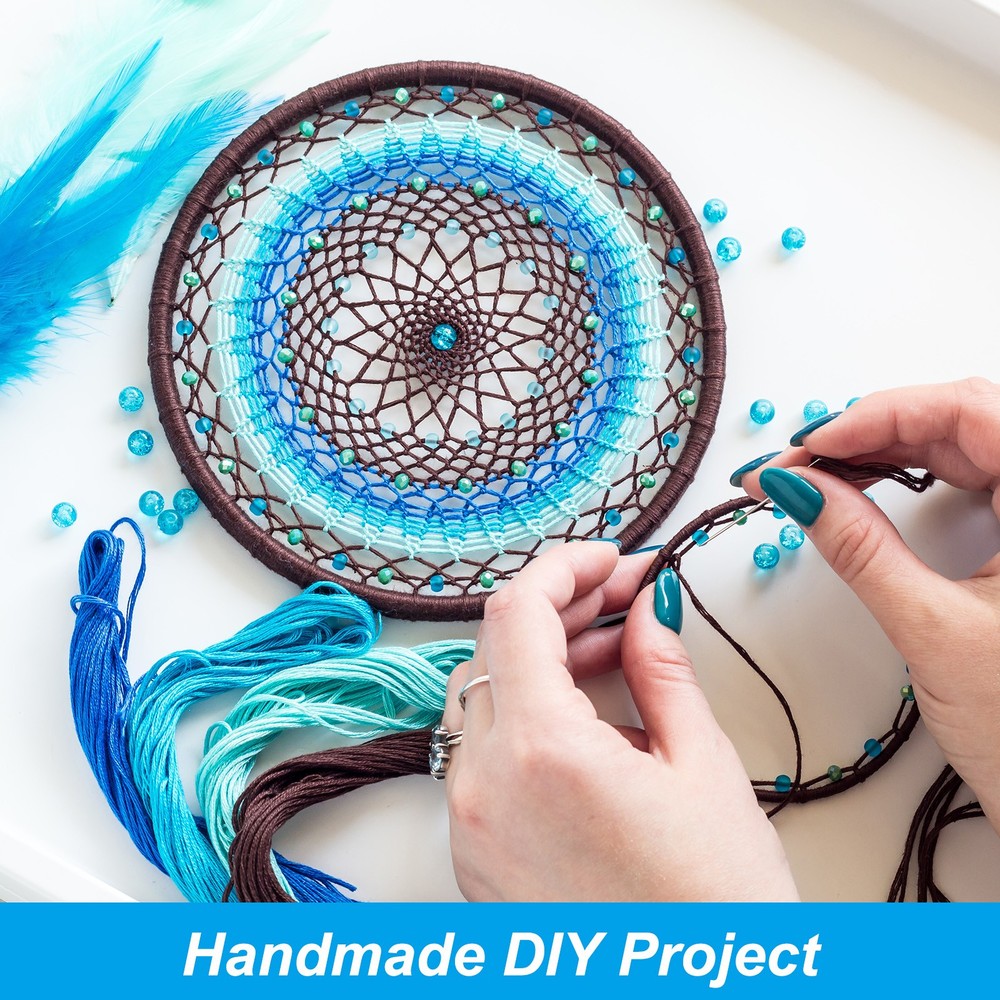 2Set Dream Catcher Rings Set 4 Sizes Square Shape Macrame Wreath Hoop Silver