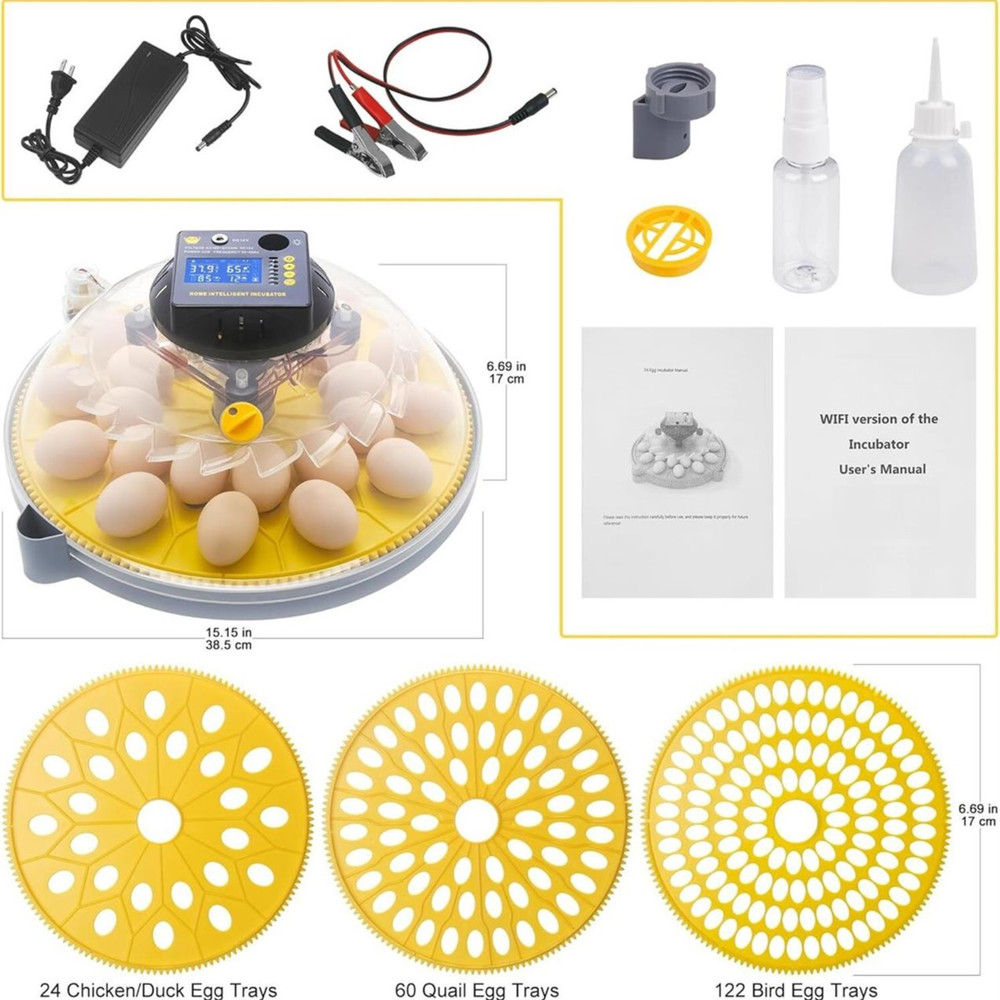 Smart 12‑Egg Incubator with Auto-Turn, Temp/Humidity Control & App/Bluetooth