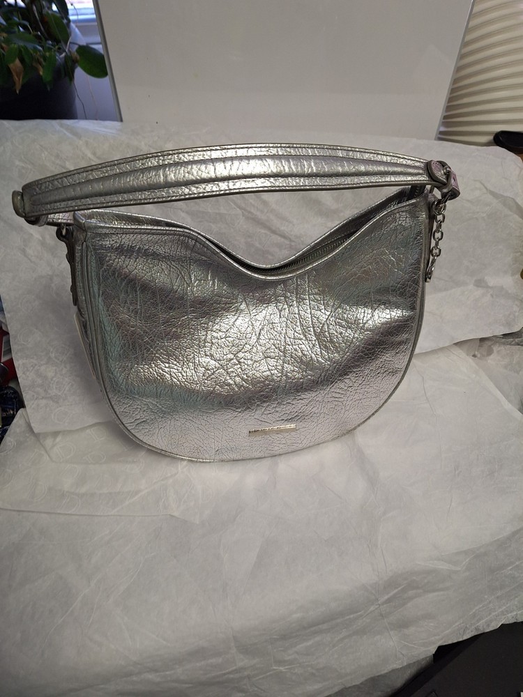 Brahmin Duchess Collection Silver Metallic Small Kathleen Shoulder Bag