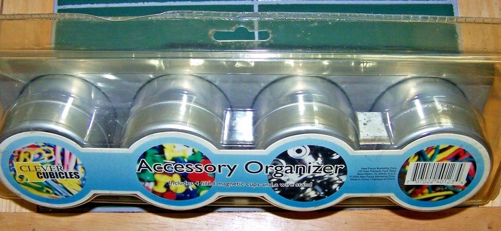 Accessory Organizer - Office - 4 containers - SILVER - Clever Cubicles - NEW!