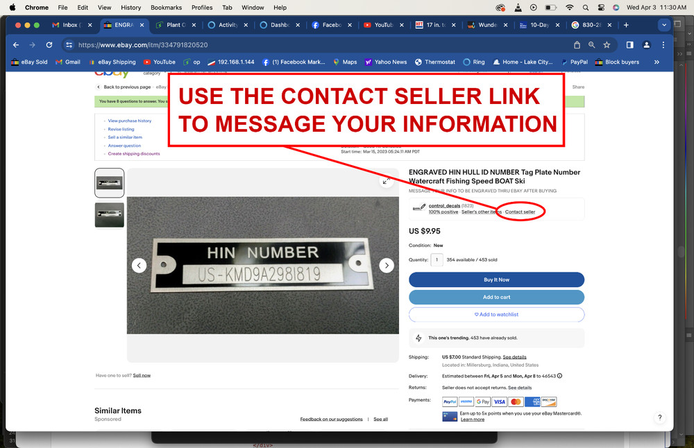 ENGRAVED 14 LINE TRAILER ID DATA PLATE NUMBER DATA TAG NAMEPLATE