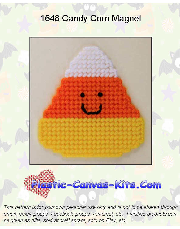 Halloween Candy Corn Magnet-Plastic Canvas Pattern or Kit