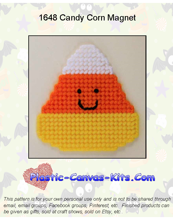 Halloween Candy Corn Magnet-Plastic Canvas Pattern or Kit