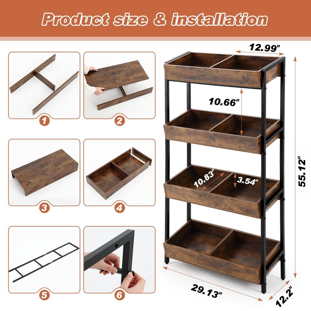 4 Tier Retail Display Shelf Concession Candy Chip Snack Rack, neutral