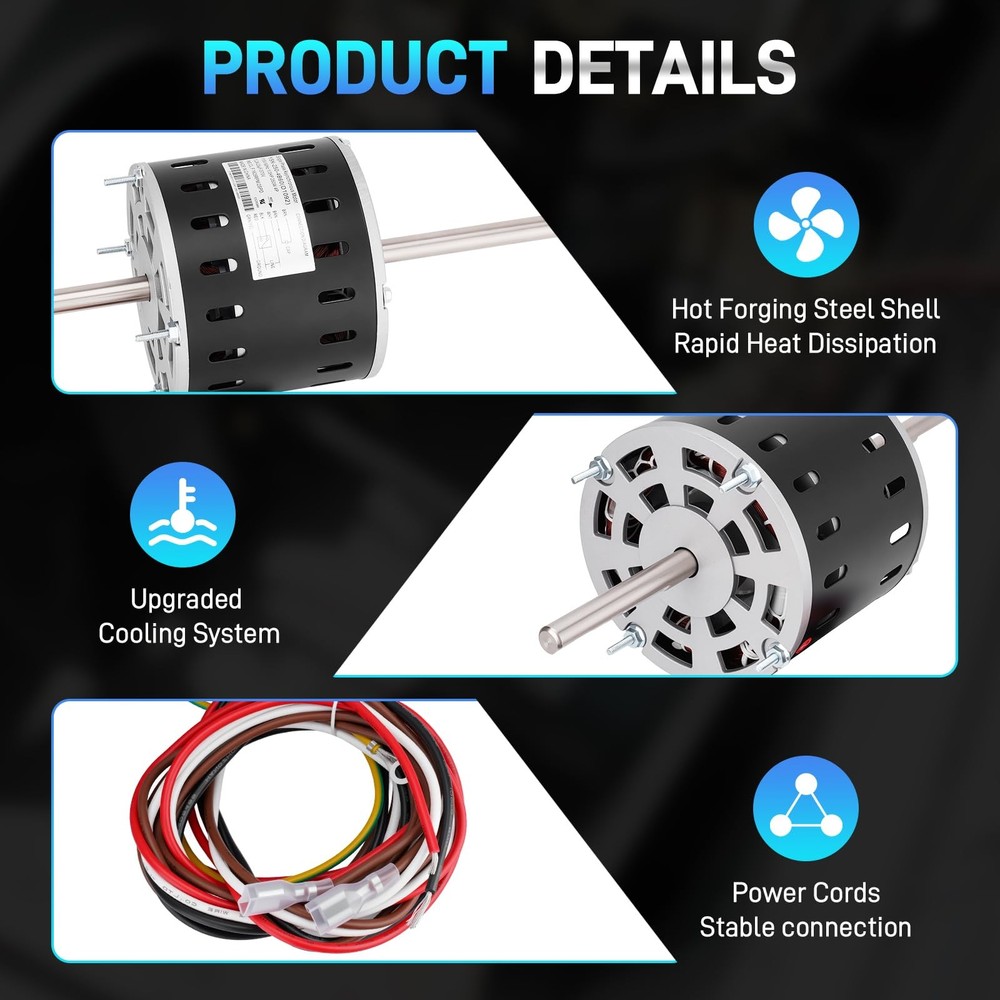 D1092 RV AC Condenser Fan Motor For Coleman Mach Fasco 1/3HP 2 Speed 1468-306