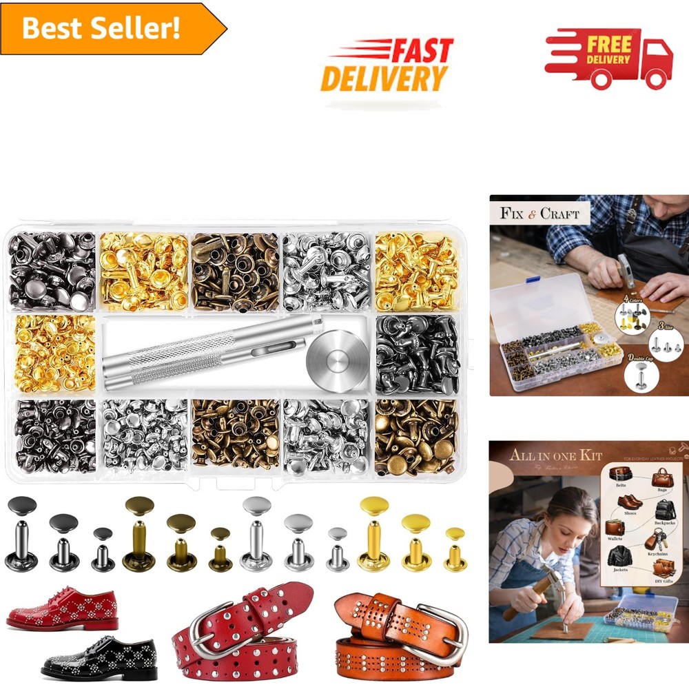 Comprehensive 240-Piece Leather Rivets Kit in 4 Colors with Setting Tools