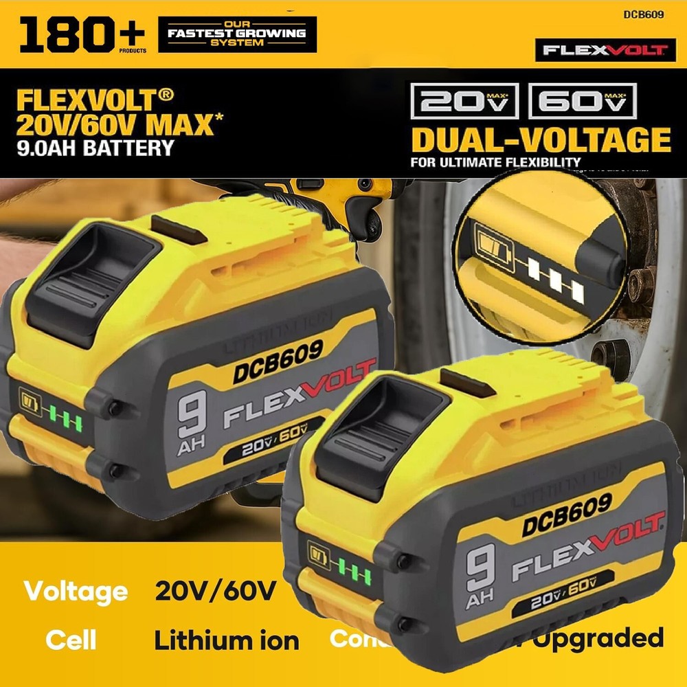 4 Pack 9.0Ah 20V/60V FlexVolt Battery - For DEWALT DCB609 DCB612 DCB606-2 Tools