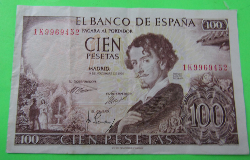 SPAIN, 100 PESETAS, P#150, 1965