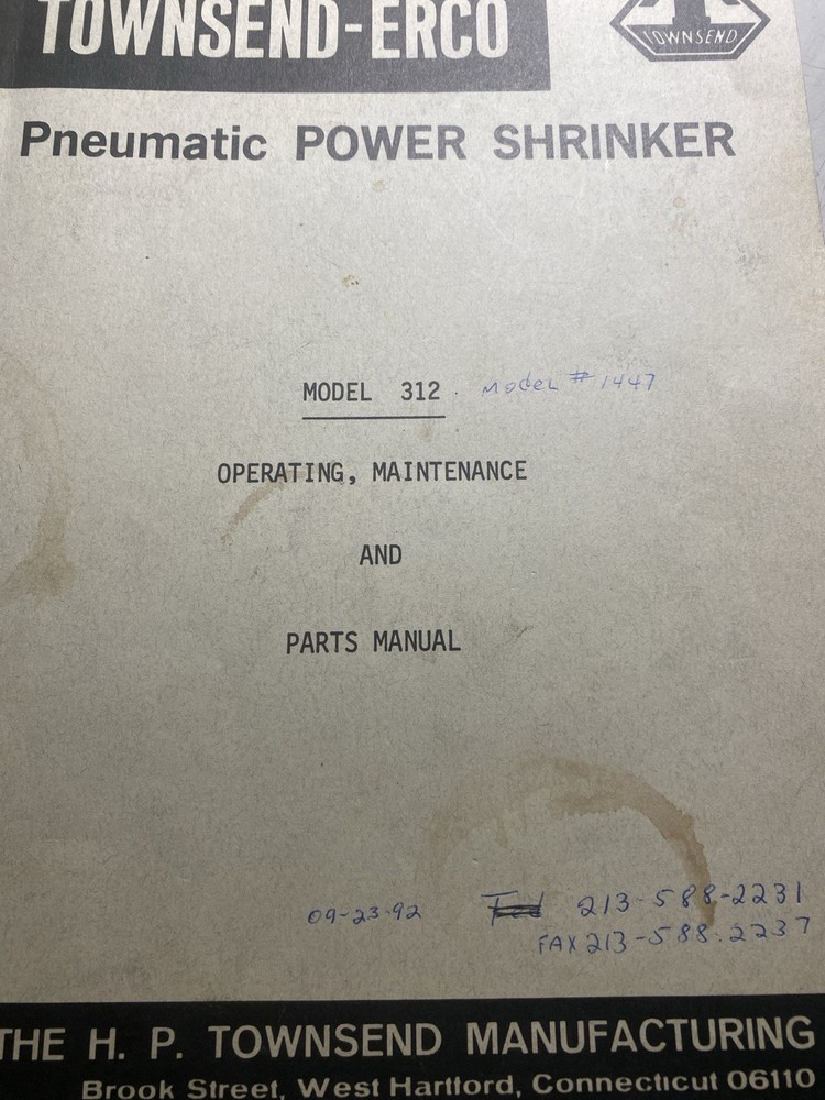 Townsend-Erco Power Shrinker Model 312 & 1447 Manual.