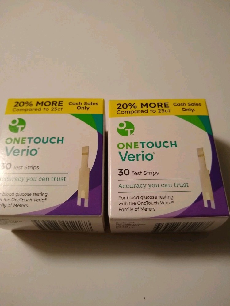 2 OneTouch Verio Test Strips for Diabetes 60 Total